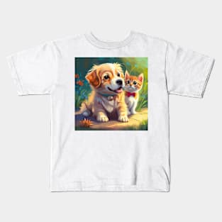 Cute Cat and dog, Animal Lover, cat lover, dog lover Kids T-Shirt